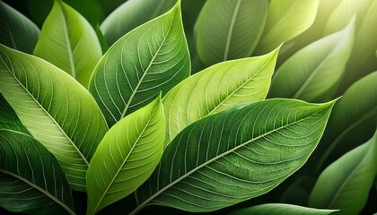 Obraz premium exploring the intricate textures of green leaves under soft light