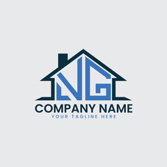 Modern Real Estate Logo with House Roof Icon and Custom Letter Monograms