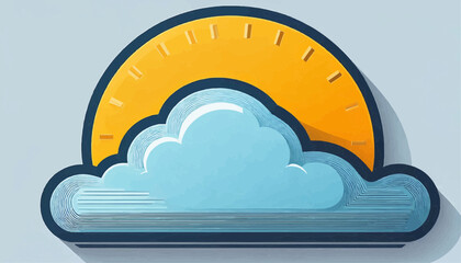 Minimal Sun and Cloud Line Art Vector