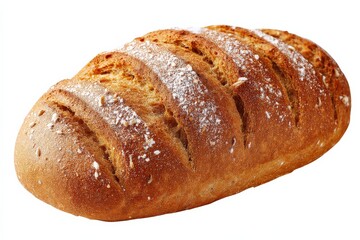 Golden-brown crusty loaf of bread, freshly baked and ready to be sliced.