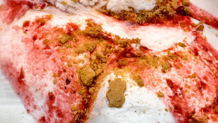 Delicious Closeup of Strawberry Dessert with Crumble Topping Delight