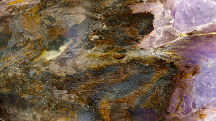 Detailed Amethyst and Geode Formation with Intricate Mineral Patterns