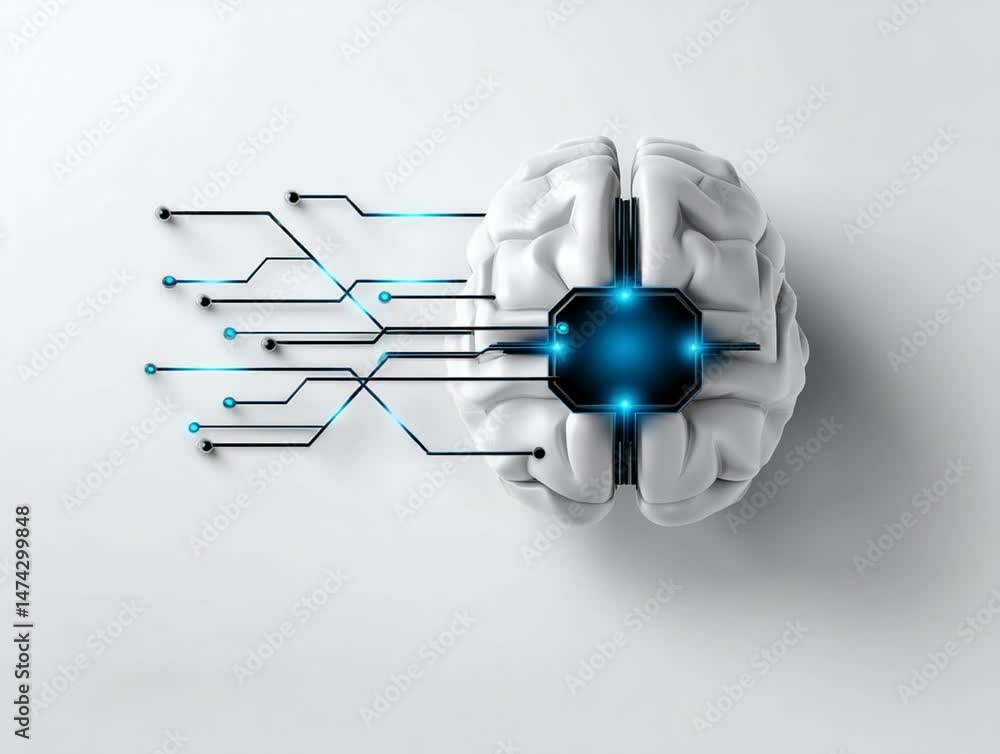 Poster digital brain interface: an innovative conceptual image merging the human brain with intricate digit