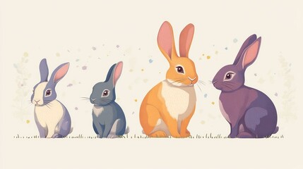 Obraz premium Playful growth chart for rabbit, dog, and pig from birth to adulthood in colorful design.