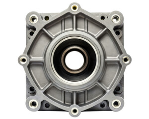 Fototapeta premium Metallic industrial component with central bearing on a transparent background