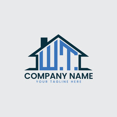 Modern Real Estate Logo with House Roof Icon and Custom Letter Monograms