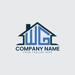 Modern Real Estate Logo with House Roof Icon and Custom Letter Monograms