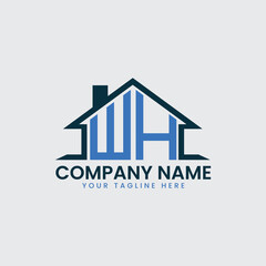 Modern Real Estate Logo with House Roof Icon and Custom Letter Monograms