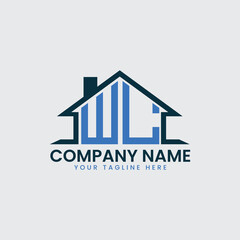 Modern Real Estate Logo with House Roof Icon and Custom Letter Monograms