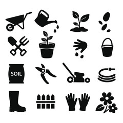 Garden icon set vector, collection
