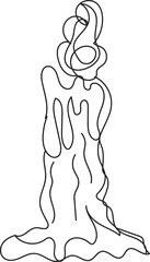 Single Line Drawing of a Melted Candle with Flame Minimalist Art Illustration