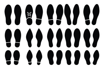 Shoe print set vector, big collection