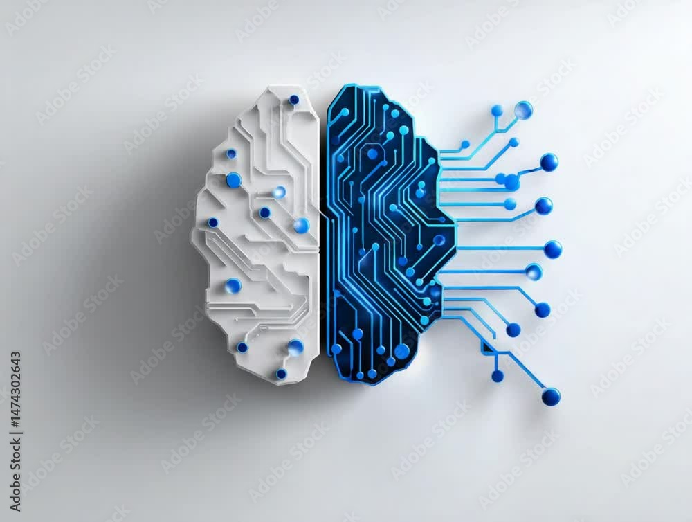 Poster brain innovation: a cutting-edge concept visualizing the fusion of human intellect and technological