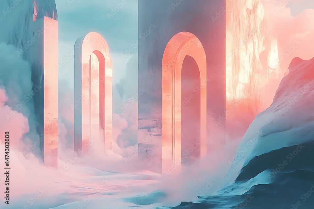 Poster • surreal abstract style featuring dreamy gradients and ethereal forms