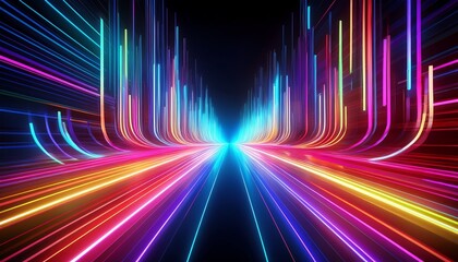 futuristic colorful led light lines background digital technologies ai generative