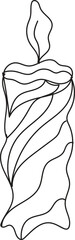 Abstract Line Art Drawing of a Single Lit Candle with a Wavy Design