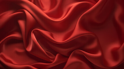 Obraz premium A luxurious red satin fabric with a smooth, shiny texture evokes romance and elegance