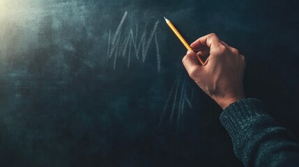 Hand drawing charts on a dark board