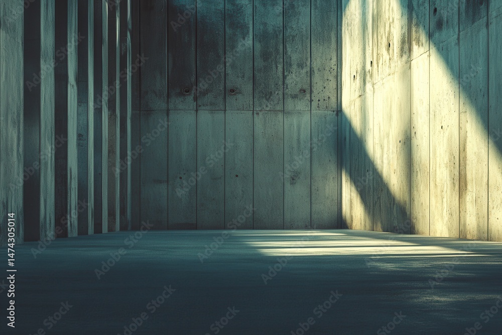 Poster abstract concrete room with light and shadow creating a minimalist architectural space look