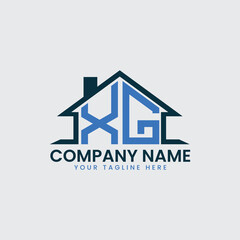 Modern Real Estate Logo with House Roof Icon and Custom Letter Monograms