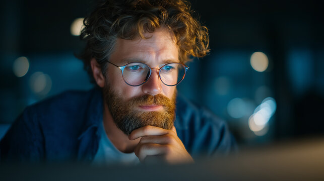 A designer reviewing Adobe Stock in a modern workspace