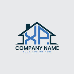Fototapeta premium Modern Real Estate Logo with House Roof Icon and Custom Letter Monograms