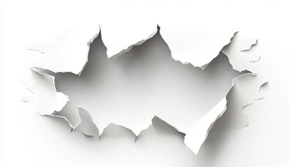 Obraz premium Ripped White Paper Texture with Irregular Hole