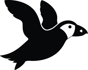 Obraz premium Puffin Flying Through Icy Breeze – Arctic Bird Illustration