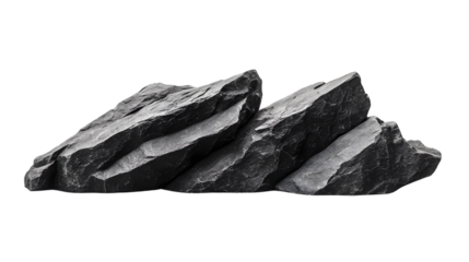 Black Flint Stone Isolated on White Background Silhouette