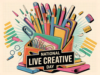 Celebrate national live creative day with stationery supplies for artistic expression and creativity