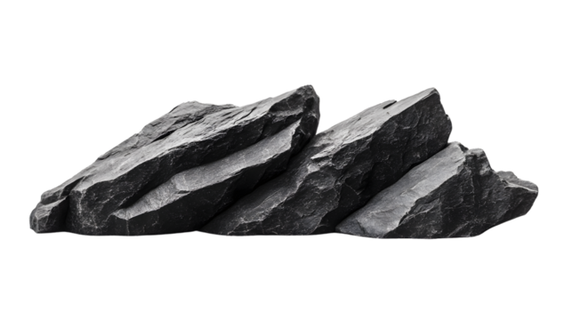 Black Flint Stone Isolated on White Background Silhouette
