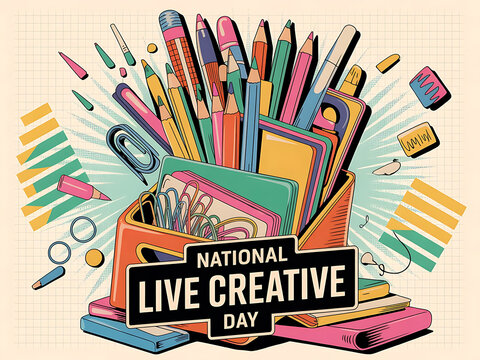 Celebrate national live creative day with stationery supplies for artistic expression and creativity
