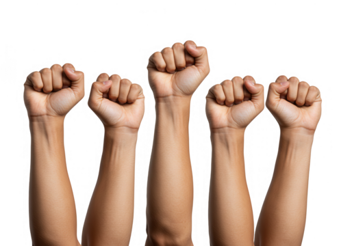 Raised fists protest symbol isolated on transparent background