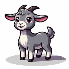 Charming Cartoon Goat Illustration with a Playful Expression and Horns