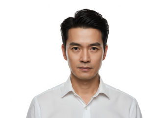 Portrait of asian man isolated on transparent background
