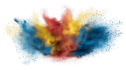  colorful powder explosion  isolated on white background