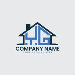 Modern Real Estate Logo with House Roof Icon and Custom Letter Monograms