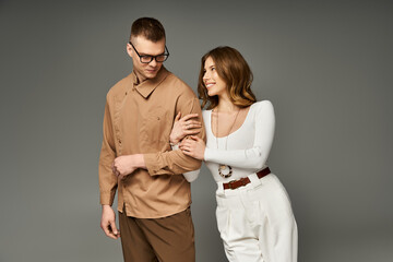 Elegant couple showcasing love and romance in a timeless portrait setting