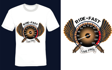 Motorcycle Speedometer T-Shirt Design – "Ride Fast, Live Free"

