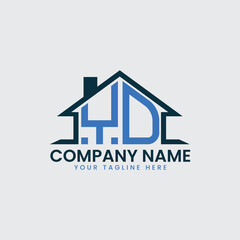 Modern Real Estate Logo with House Roof Icon and Custom Letter Monograms