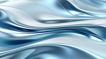 Chrome waves cascading gently over a serene blue backdrop