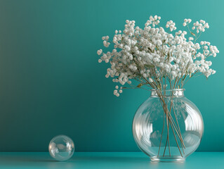 Elegant Flowers In A Glass Vase On A Gradient Background