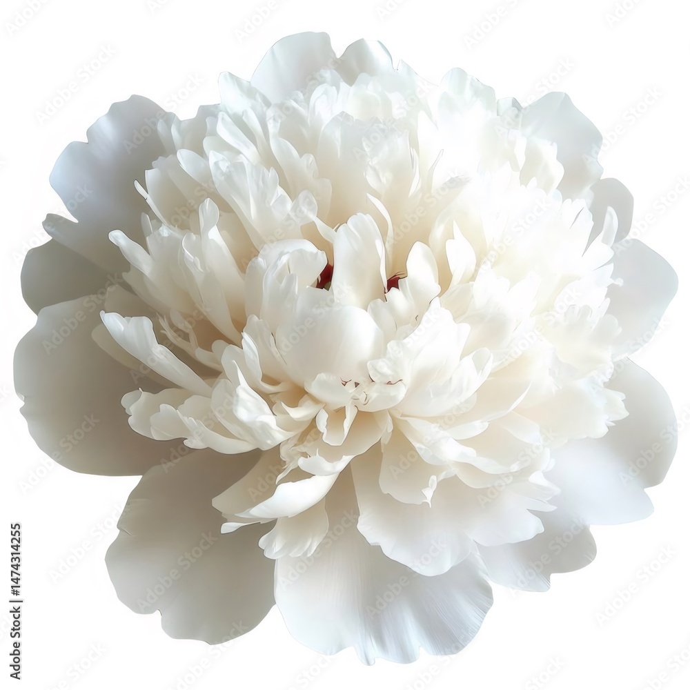 Aufkleber 白い牡丹の花のクローズアップ スタジオ撮影された優雅で繊細な単一の花の分離