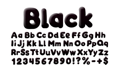 Black white font. English alphabet and numbers sign. Vector illustration