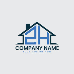 Modern Real Estate Logo with House Roof Icon and Custom Letter Monograms