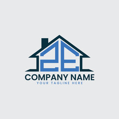 Fototapeta premium Modern Real Estate Logo with House Roof Icon and Custom Letter Monograms