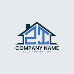 Modern Real Estate Logo with House Roof Icon and Custom Letter Monograms