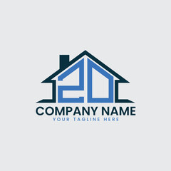 Modern Real Estate Logo with House Roof Icon and Custom Letter Monograms