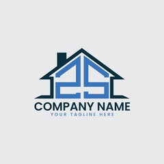 Naklejka premium Modern Real Estate Logo with House Roof Icon and Custom Letter Monograms