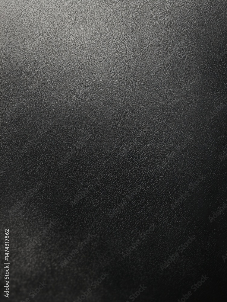 Aufkleber close-up of black leather texture showing grain and subtle light play, studio shot for background or